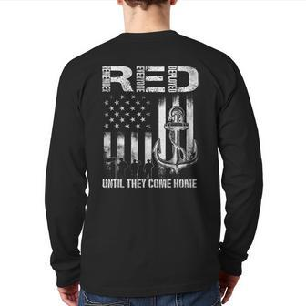 Red Friday Military Deployed Navy Soldier Us Flag Veteran Back Print Long Sleeve T-shirt | Mazezy