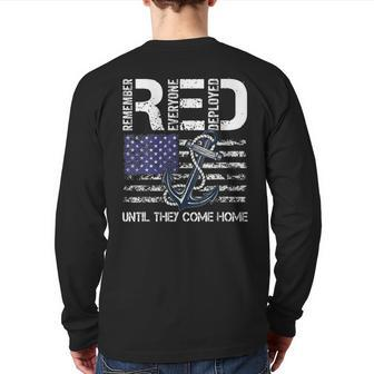 Red Friday Military Navy Soldier American Flag Veteran Back Print Long Sleeve T-shirt | Mazezy