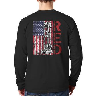 Red Friday Military Remember Everyone Deployed Us Army Retro Back Print Long Sleeve T-shirt | Mazezy