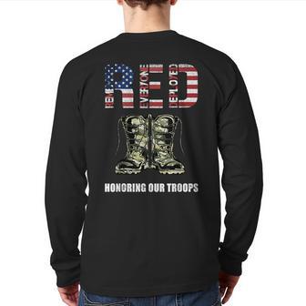 Red Friday Military Veteran Honoring Our Troops Back Print Long Sleeve T-shirt - Monsterry AU