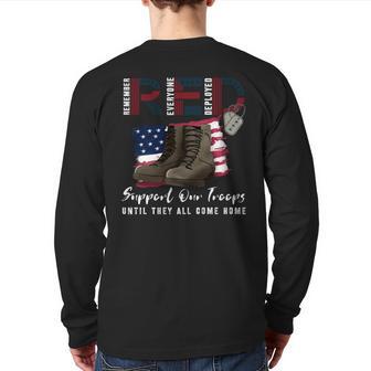 Red Friday Military We Wear Red Support Our Troops Us Flag Back Print Long Sleeve T-shirt - Monsterry