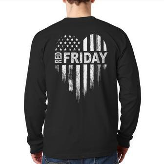 Red Friday Usa Heart Military 22 Veterans Day Back Print Long Sleeve T-shirt | Mazezy