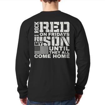 Red Friday Wear Red For My Son Vintage Military Soldier Dad Back Print Long Sleeve T-shirt - Monsterry UK