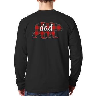 Red Plaid Dad Buffalo Back Print Long Sleeve T-shirt | Mazezy