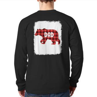 Red Plaid Dad Buffalo Matching Family Papa Pajama Christmas Back Print Long Sleeve T-shirt | Mazezy