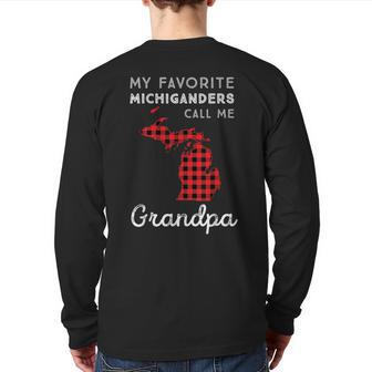 Red Plaid Michigan Dad Grandpa My Favorite Michiganders Back Print Long Sleeve T-shirt | Mazezy CA
