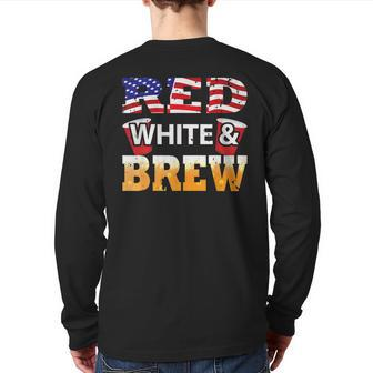 Red White And Brew Grunge Flag Back Print Long Sleeve T-shirt - Monsterry