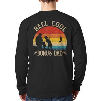 Reel Cool Bonus Dad Fishing Fathers Day Back Print Long Sleeve T-shirt | Mazezy AU