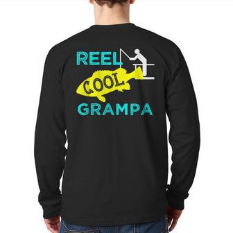 Reel Cool Grampa T Fisherman Fathers Day Back Print Long Sleeve T-shirt | Mazezy