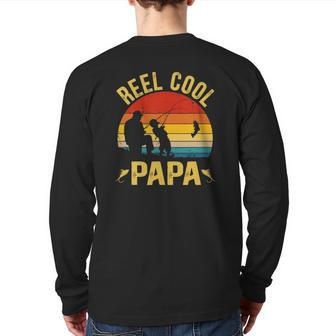 Reel Cool Papa Fishing Father's Day Back Print Long Sleeve T-shirt | Mazezy