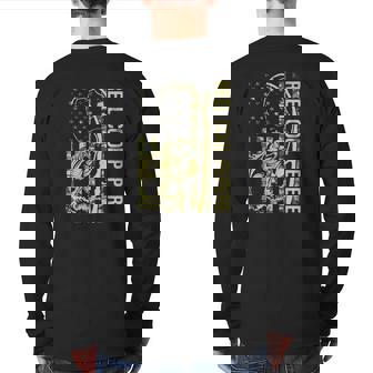 Reel Cool Pepere Camouflage American Flag Father's Day Back Print Long Sleeve T-shirt | Mazezy