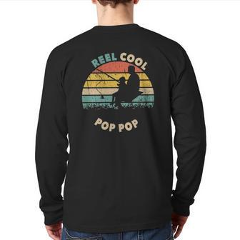 Reel Cool Pop Pop Retro Vintage Fishing Pop Pop And Grandson Back Print Long Sleeve T-shirt | Mazezy