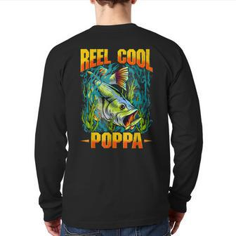 Reel Cool Poppa Fishing Lover Fathers Day Back Print Long Sleeve T-shirt | Mazezy