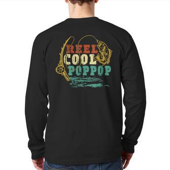 Reel Cool Poppop Vintage Fishing Grandpa Fisherman Back Print Long Sleeve T-shirt | Mazezy