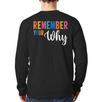 Remember Your Why Motivational Gym Fitness Workout Quote Back Print Long Sleeve T-shirt | Mazezy
