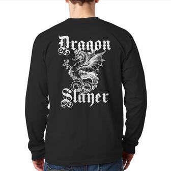 Renaissance Faire Dragon Slayer Back Print Long Sleeve T-shirt - Monsterry