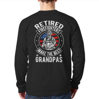 Retired Firefighter Grandpa T Fireman Retirement Back Print Long Sleeve T-shirt | Mazezy