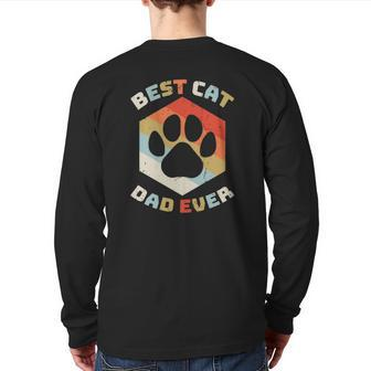 Retro Best Cat Dad Ever Cats Daddy Kitten Owner Back Print Long Sleeve T-shirt | Mazezy