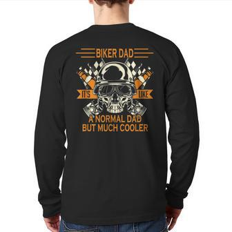 Retro Biker Dad Motorcycle Father's Day For Biker Back Print Long Sleeve T-shirt | Mazezy