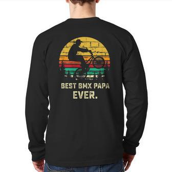 Retro Bmx Papa Freestyle Bike Father's Day Back Print Long Sleeve T-shirt | Mazezy