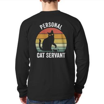 Retro Ca Black Cat Personal Cat Servant Cat Lover Back Print Long Sleeve T-shirt | Mazezy