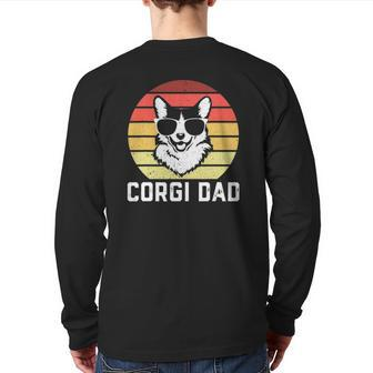 Retro Corgi Dad Pembroke Welsh Corgi Dog Dad Back Print Long Sleeve T-shirt | Mazezy