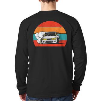 Retro Drifting Racecar Drift Car Back Print Long Sleeve T-shirt - Monsterry CA