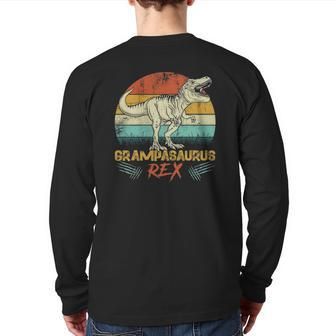 Retro Fathers Day Grampasaurus Dinosaurus Family Back Print Long Sleeve T-shirt | Mazezy