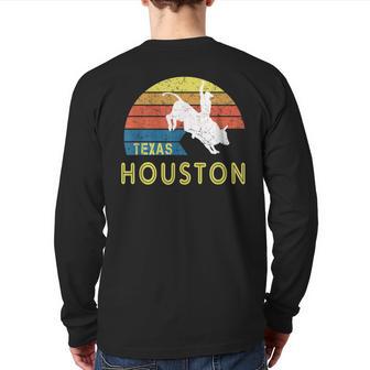 Retro Houston Texas Souvenir With A Vintage Rodeo Rider Back Print Long Sleeve T-shirt - Monsterry UK