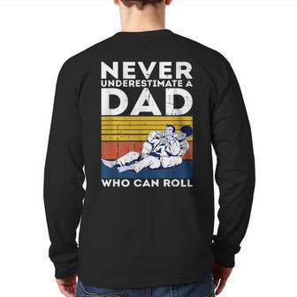 Retro Jiu-Jitsu Dad Bjj Men Father Vintage Back Print Long Sleeve T-shirt | Mazezy