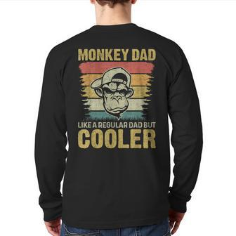 Retro Monkeys Father Men Animal Monkey Dad Back Print Long Sleeve T-shirt | Mazezy