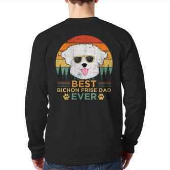 Retro Style Best Bichon Frise Dad Ever Father's Day Back Print Long Sleeve T-shirt | Mazezy