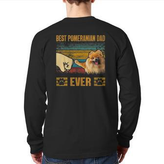 Retro Vintage Best Pomeranian Dad Ever Back Print Long Sleeve T-shirt | Mazezy