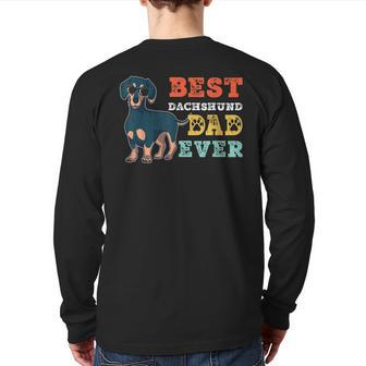 Retro Vintage Dog Best Dachshund Dad Ever Back Print Long Sleeve T-shirt | Mazezy