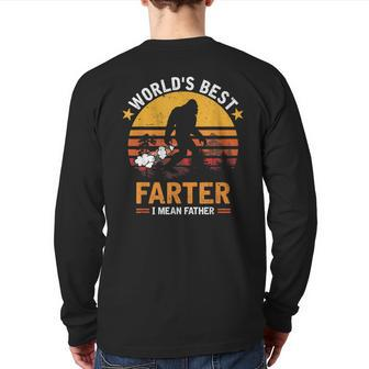 Retro World's Best Farter I Mean Father Bigfoot Father's Day Back Print Long Sleeve T-shirt | Mazezy