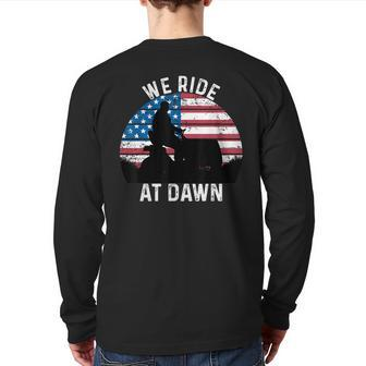 We Ride At Dawn Lawnmower Lawn Mowing Dad For Men Back Print Long Sleeve T-shirt | Mazezy AU