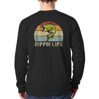 Rippin Lips Bass Fishing For Dad Father's Day Back Print Long Sleeve T-shirt | Mazezy