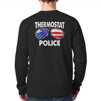 Thermostat Police Usa Flag Sunglasses Father's Day Back Print Long Sleeve T-shirt | Mazezy