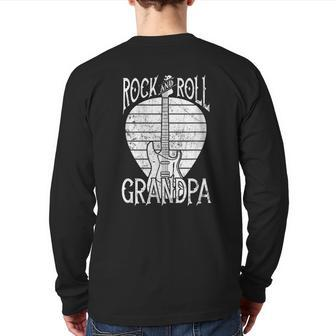 Rock N Roll Grandpa Guitar Back Print Long Sleeve T-shirt | Mazezy