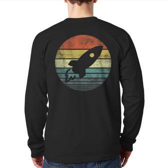 Rocket Launch Astronomy Retro Rocket Space Ship Back Print Long Sleeve T-shirt - Monsterry