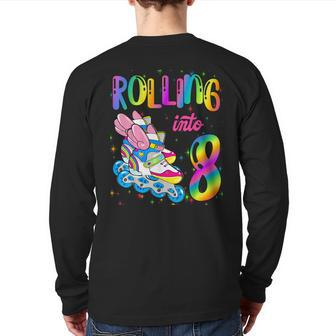 Rolling Into 8 Years Let's Roll I'm Turning 8 Roller Skate Back Print Long Sleeve T-shirt - Monsterry AU