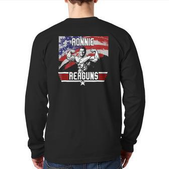 Ronnie Reaguns Patriot American Flag Back Print Long Sleeve T-shirt | Mazezy