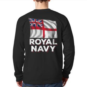Royal Navy Sailor Britain Flag Union Jack Ensign Ship Back Print Long Sleeve T-shirt - Monsterry