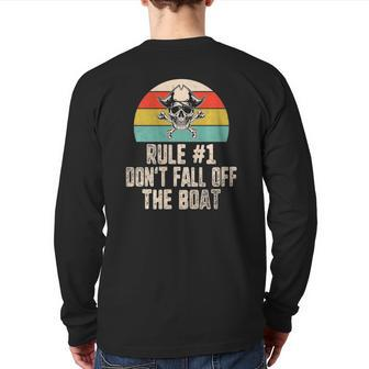 Rule 1 Don't Fall Off Boat Pirate Skull Tampa Gasparilla Back Print Long Sleeve T-shirt | Mazezy