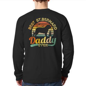 Saint Bernard Dad Best Daddy Dog Lover Retro Vintage Back Print Long Sleeve T-shirt | Mazezy