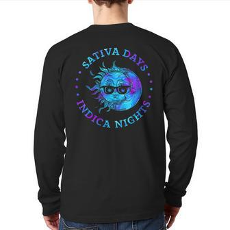 Sativa Days Indica Nights Back Print Long Sleeve T-shirt - Monsterry