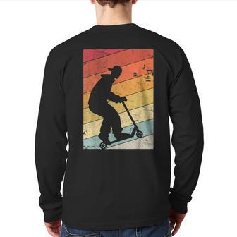 Scooter Tricks Retro Style Back Print Long Sleeve T-shirt - Monsterry