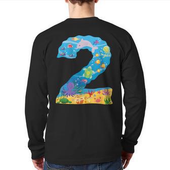 Under The Sea Cartoon Fish Starfish Second Number 2 Back Print Long Sleeve T-shirt - Monsterry DE