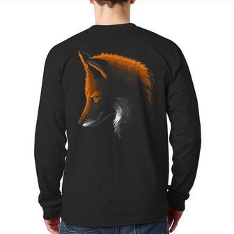 Shadow Face Fox Beautiful Animal Wild Back Print Long Sleeve T-shirt - Monsterry