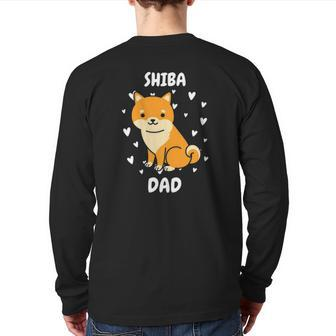 Shiba Dad Papa Daddy Pa Father For Father's Day Back Print Long Sleeve T-shirt | Mazezy